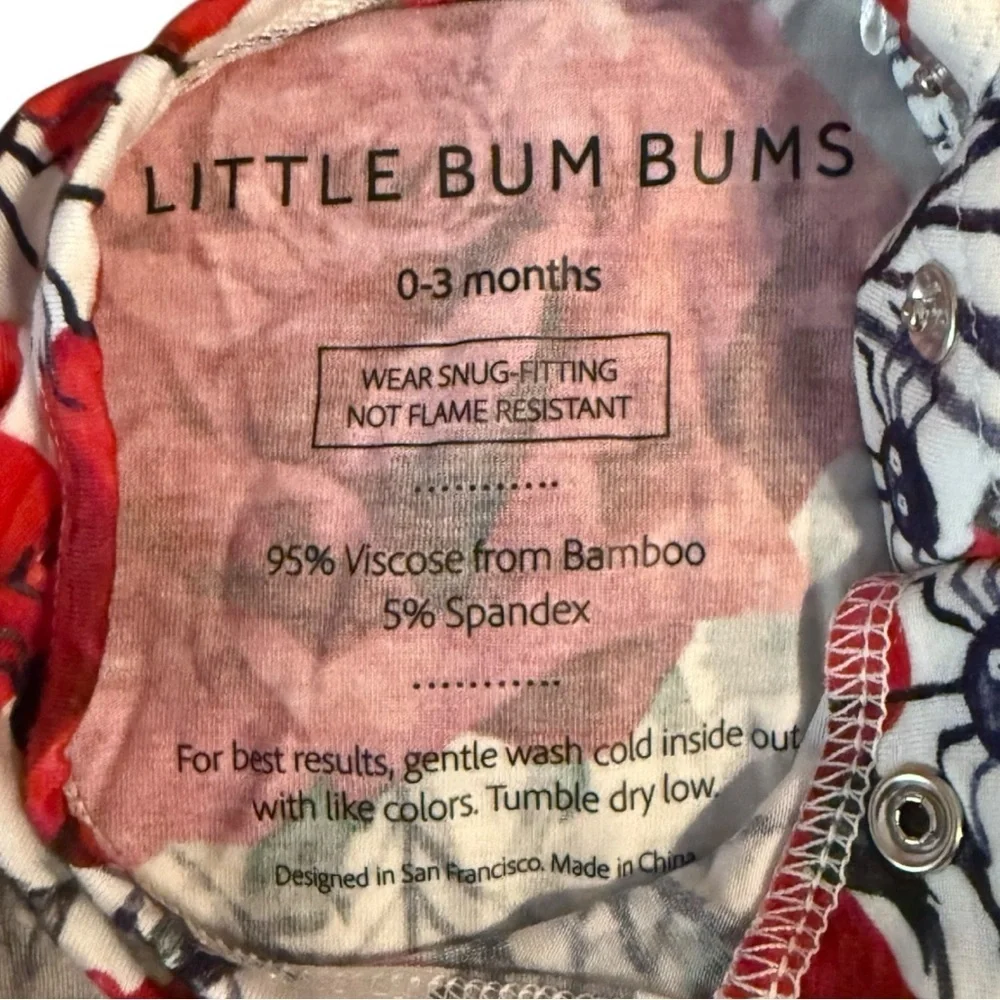 Little Bum Bums Red Rose Spiderweb Bamboo Ruffle Romper 0–3M